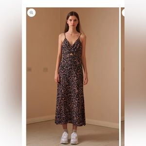 The Fifth Label Dahlia Midi Black Floral Dress S